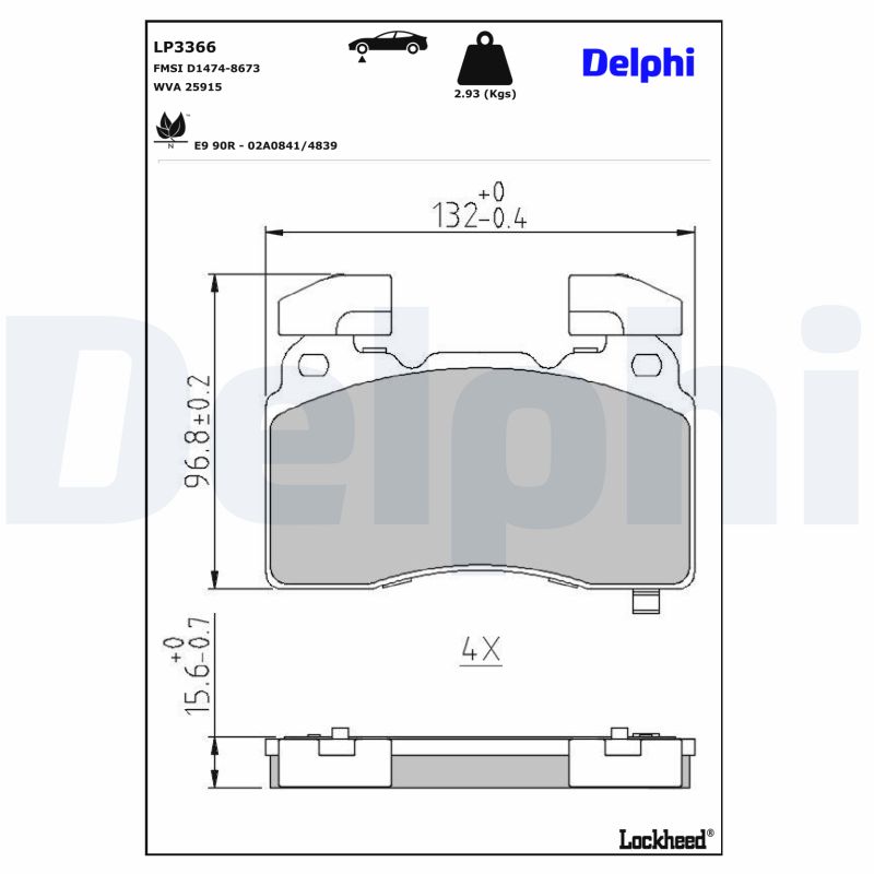 DELPHI LP3366 LP3366 SET PLACUTE FRANA DELPHI