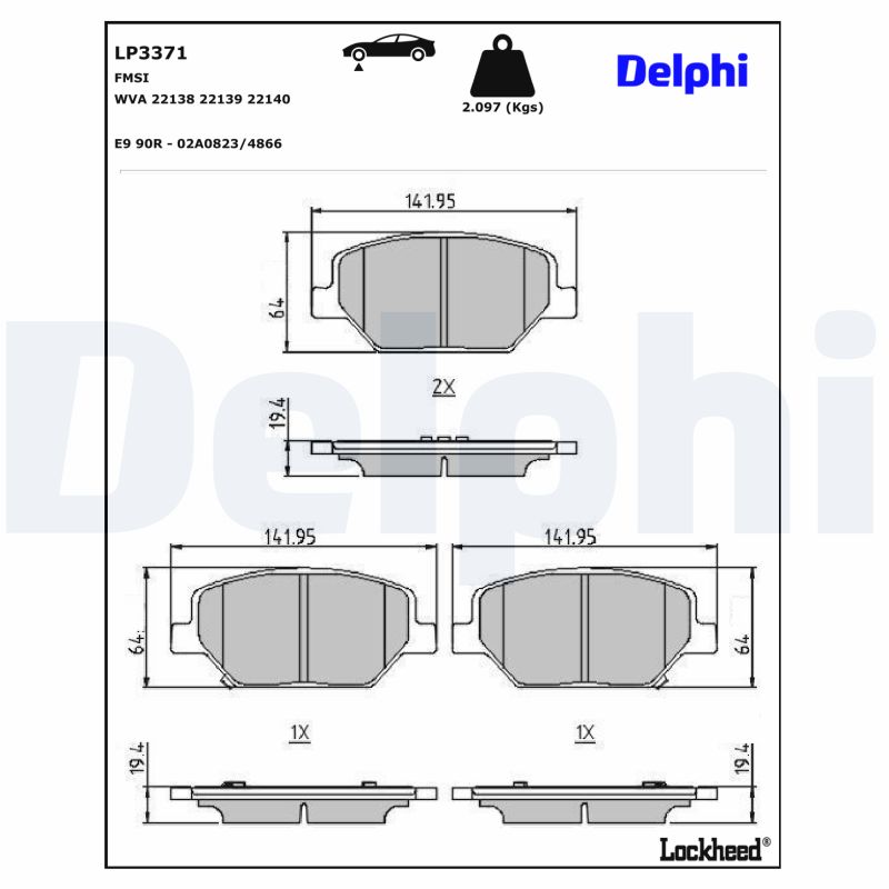 DELPHI DELLP3371 Fékbetét