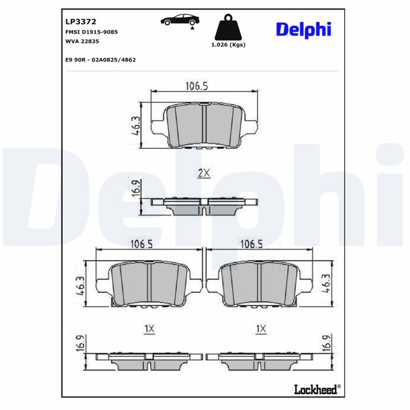 DELPHI DELLP3372 Fékbetét kézifékhez