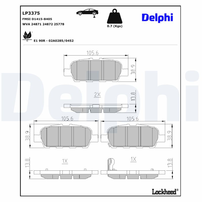 DELPHI DELLP3375 Fékbetét