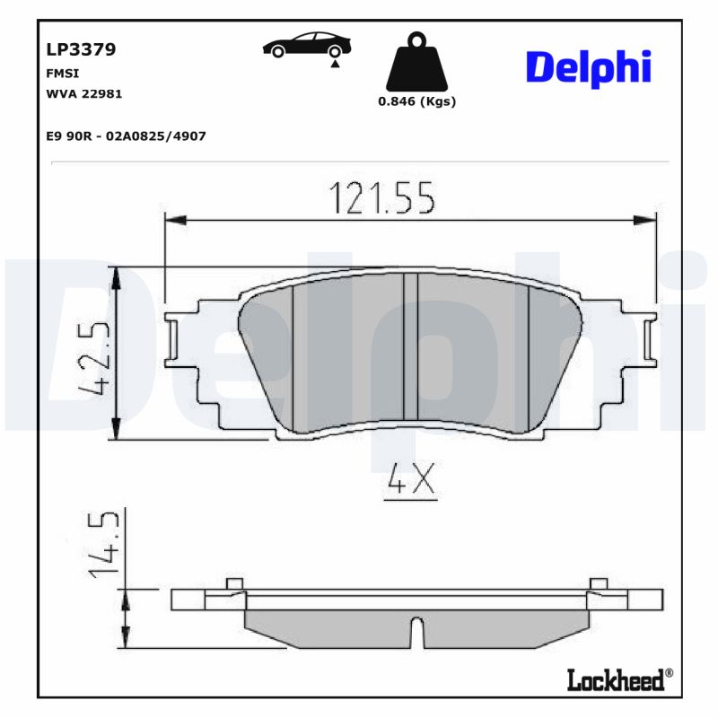 DELPHI DELLP3379 Fékbetét