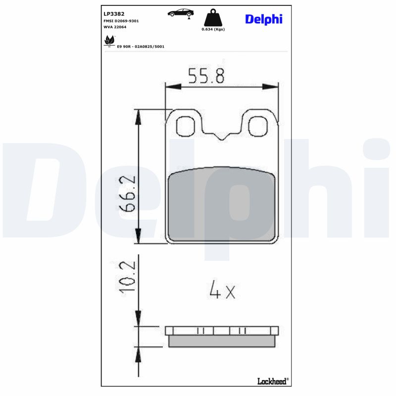DELPHI DELLP3382 Fékbetét kézifékhez
