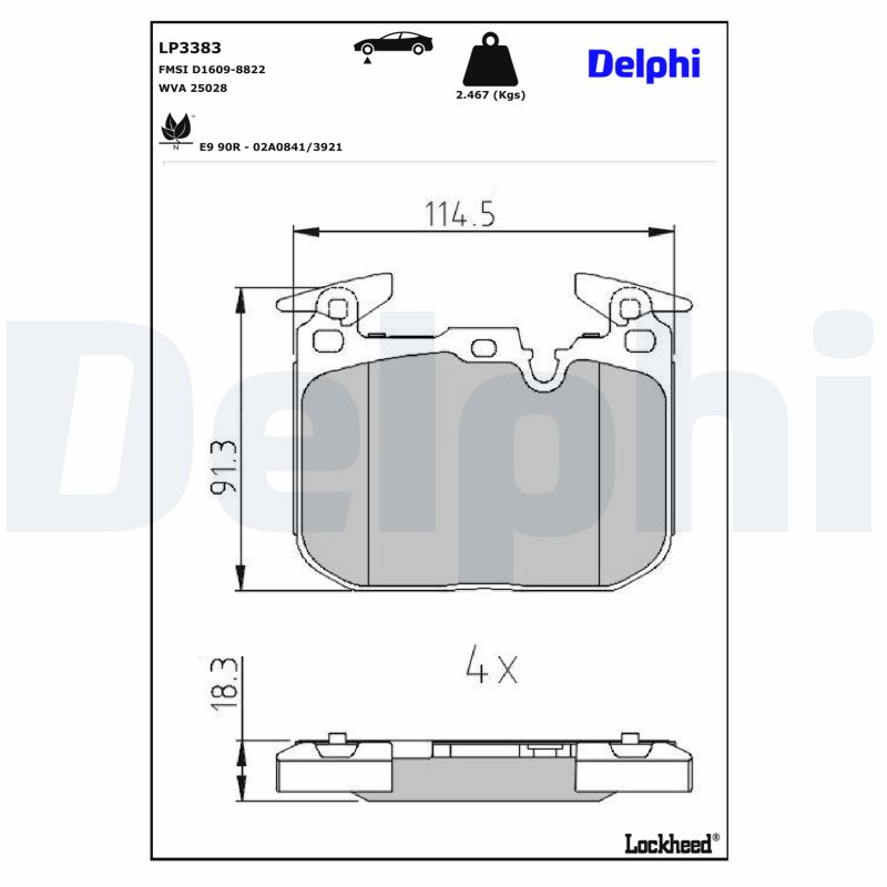 DELPHI DELLP3383 Fékbetét