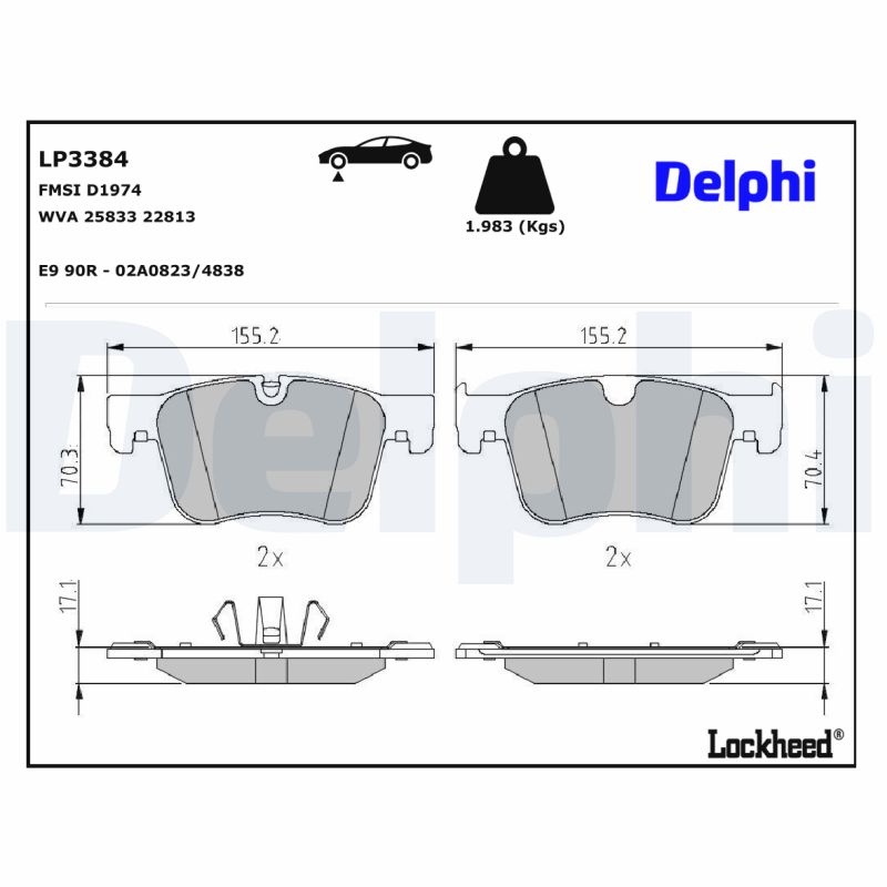 DELPHI  LP3384 - Első fékbetét készlet