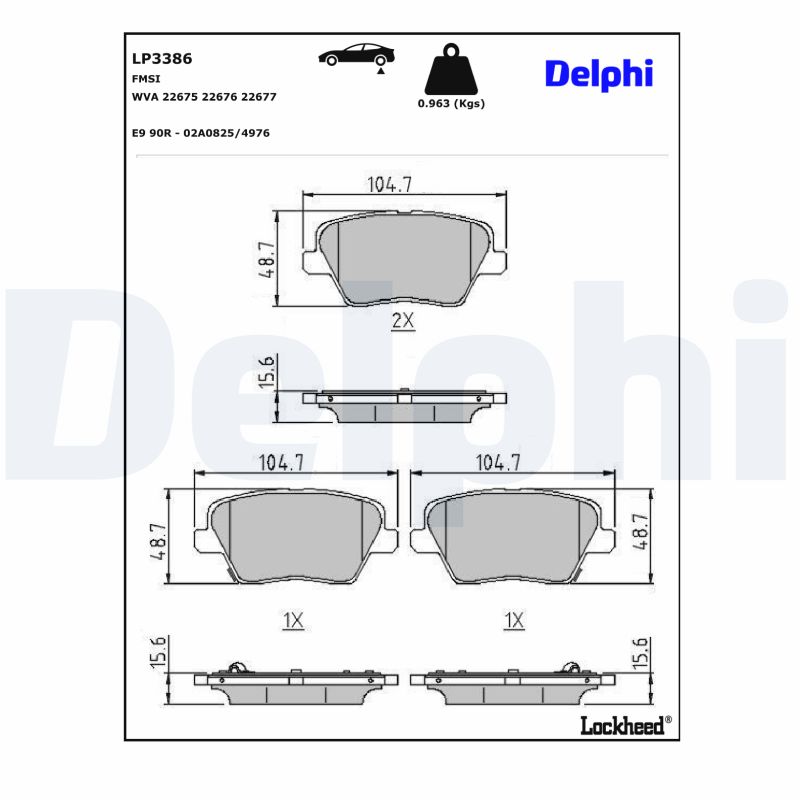 DELPHI DLP LP3386 1020202 FÉKBETÉT