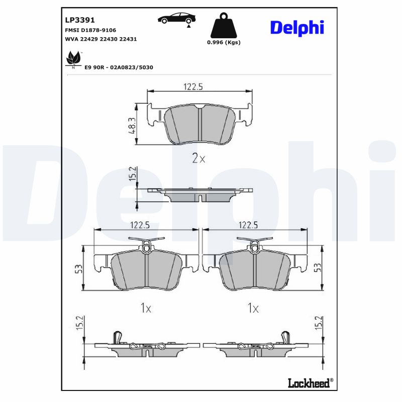 DELPHI DELLP3391 Fékbetét