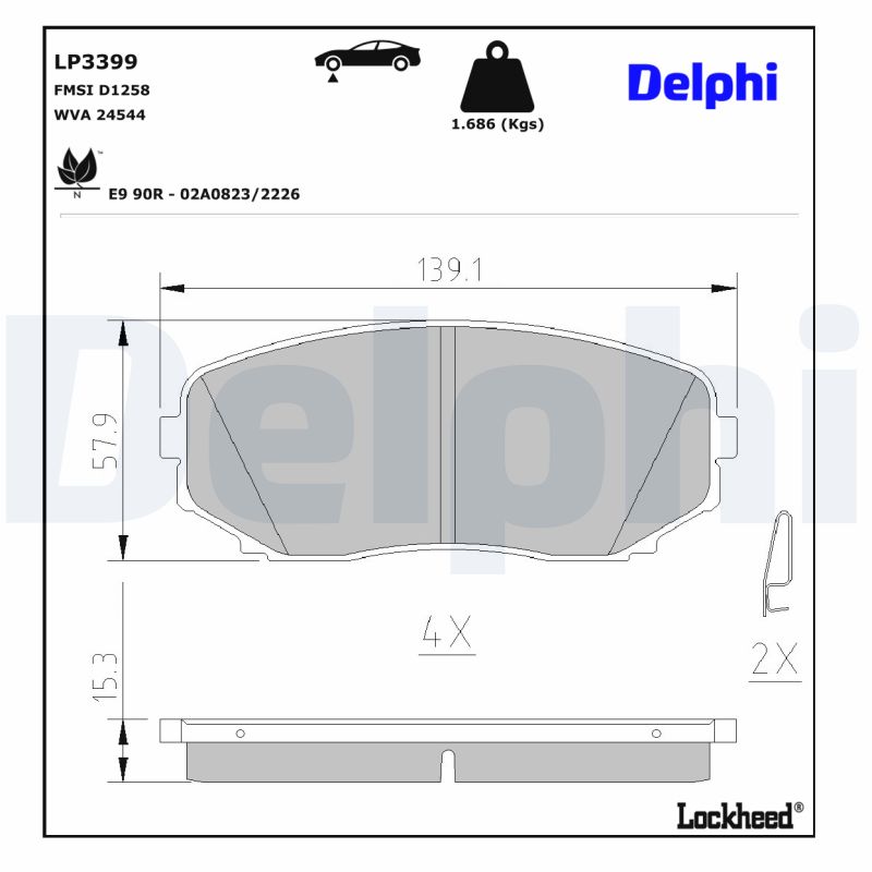DELPHI DELLP3399 Fékbetét