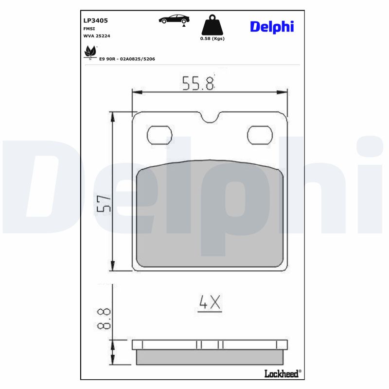 DELPHI DELLP3405 Fékbetét kézifékhez