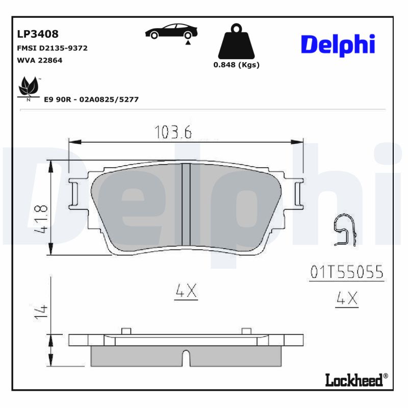 DELPHI DELLP3408 Fékbetét