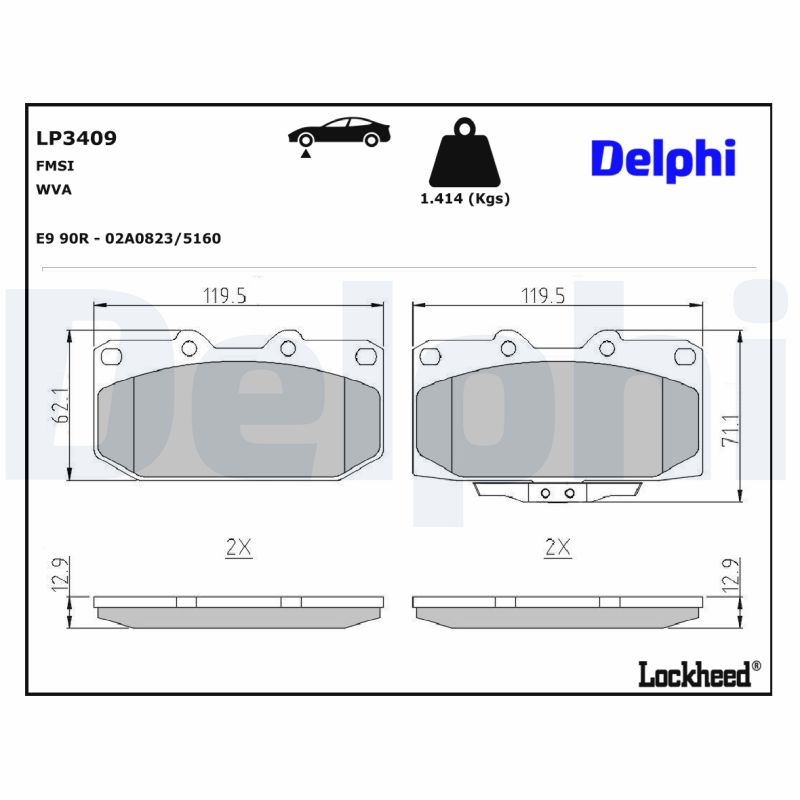 DELPHI DELLP3409 Fékbetét