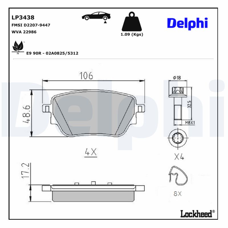 DELPHI DELLP3438 Fékbetét