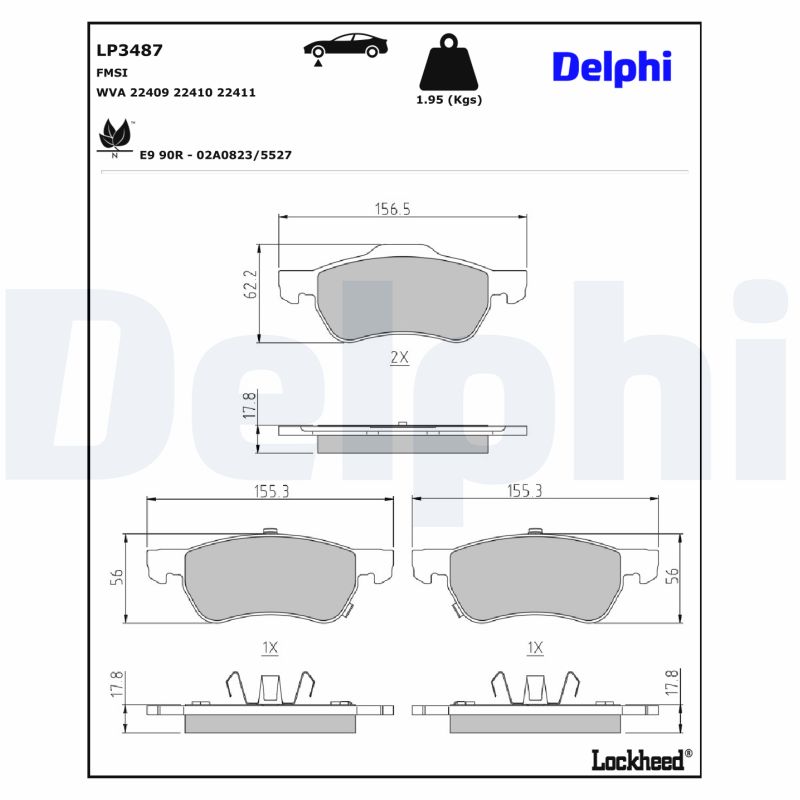 DELPHI DELLP3487 Fékbetét kézifékhez