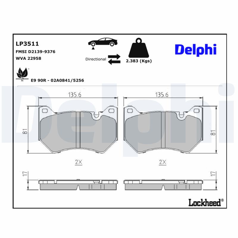 DELPHI DELLP3511 Fékbetét