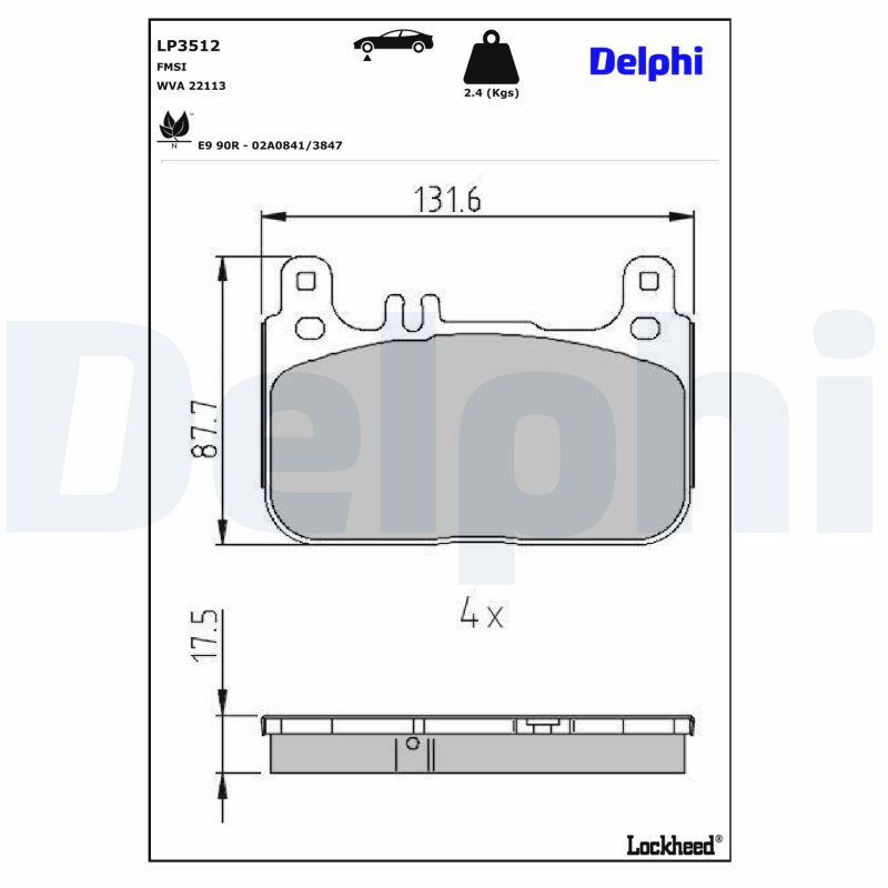 DELPHI DELLP3512 Fékbetét