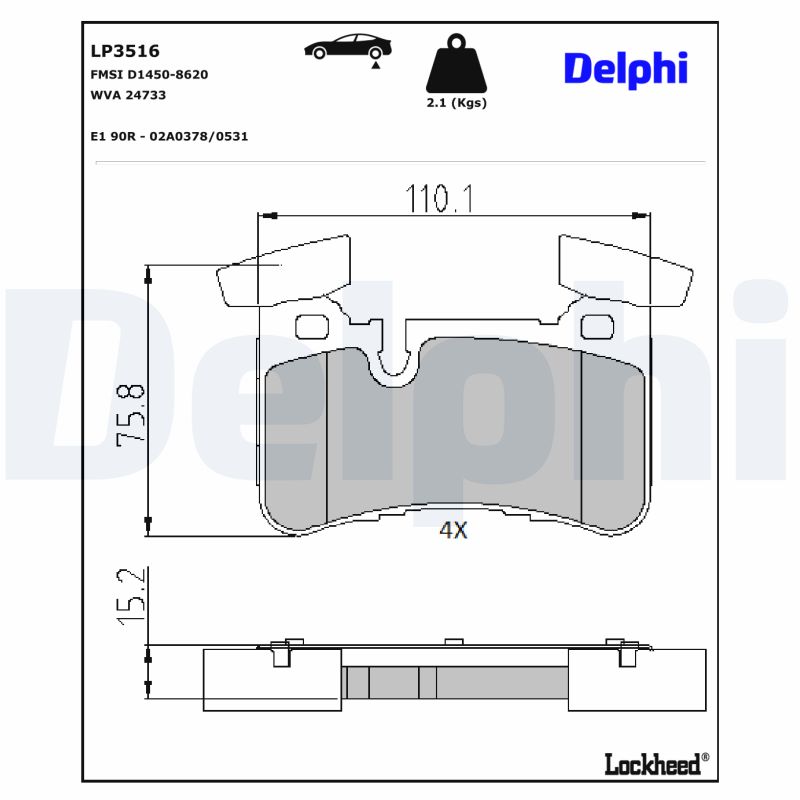 DELPHI DELLP3516 Fékbetét