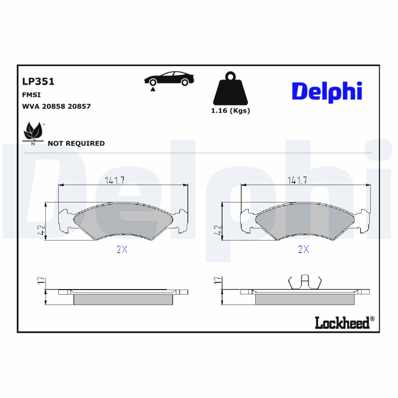 DELPHI DELLP351 Fékbetét