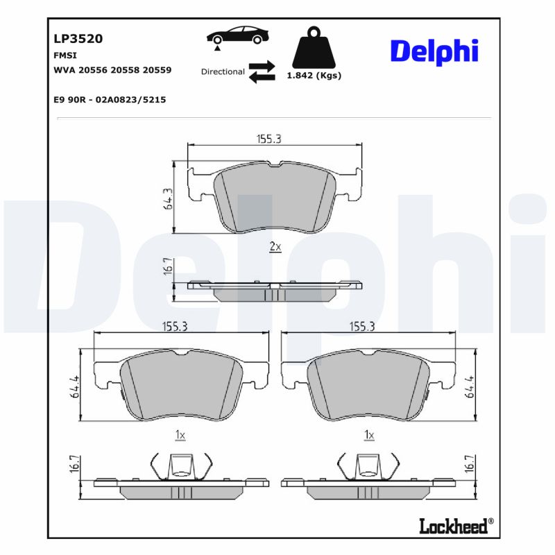 DELPHI DELLP3520 Fékbetét kézifékhez