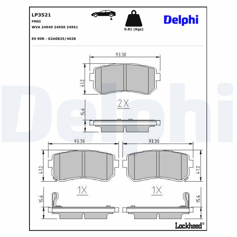 DELPHI DELLP3521 Fékbetét