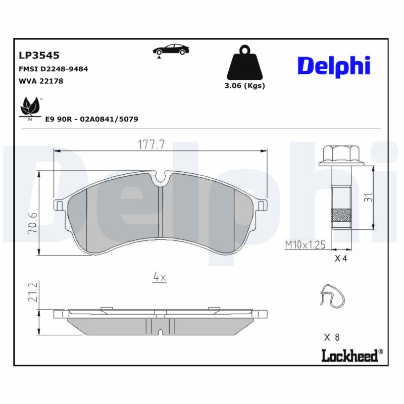 DELPHI DELLP3545 Fékbetét