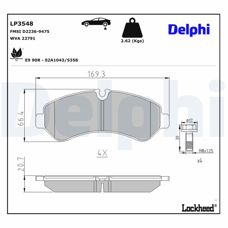DELPHI DELLP3548 Fékbetét