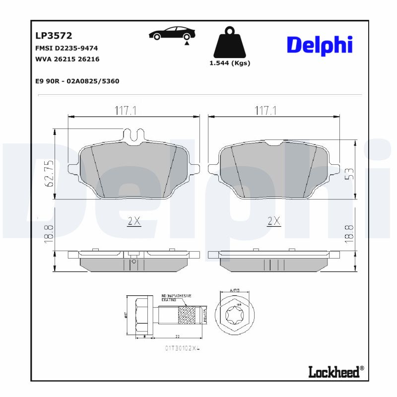 DELPHI DELLP3572 Fékbetét
