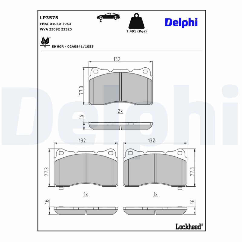 DELPHI DELLP3575 Fékbetét