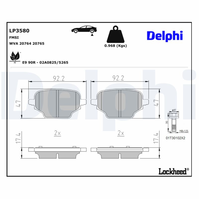 DELPHI DELLP3580 Fékbetét
