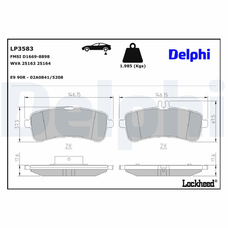 DELPHI DELLP3583 Fékbetét