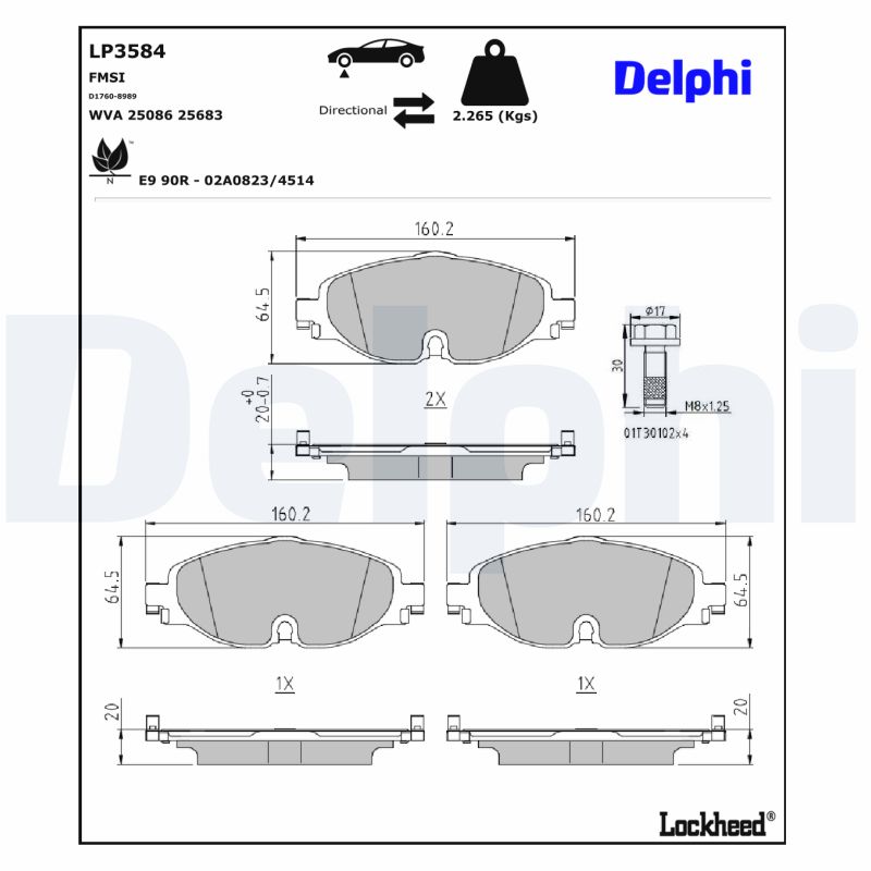 DELPHI DELLP3584 Fékbetét