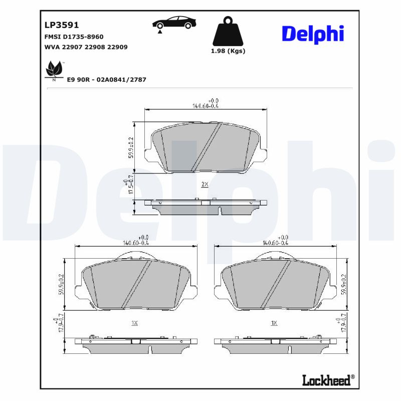 DELPHI DELLP3591 Fékbetét