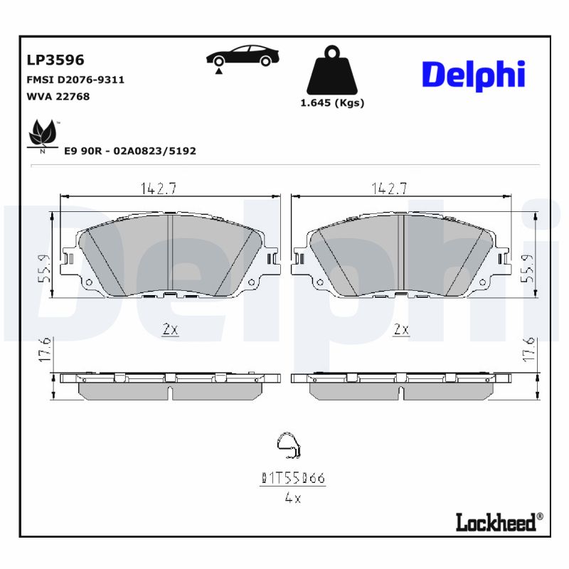DELPHI DELLP3596 Fékbetét