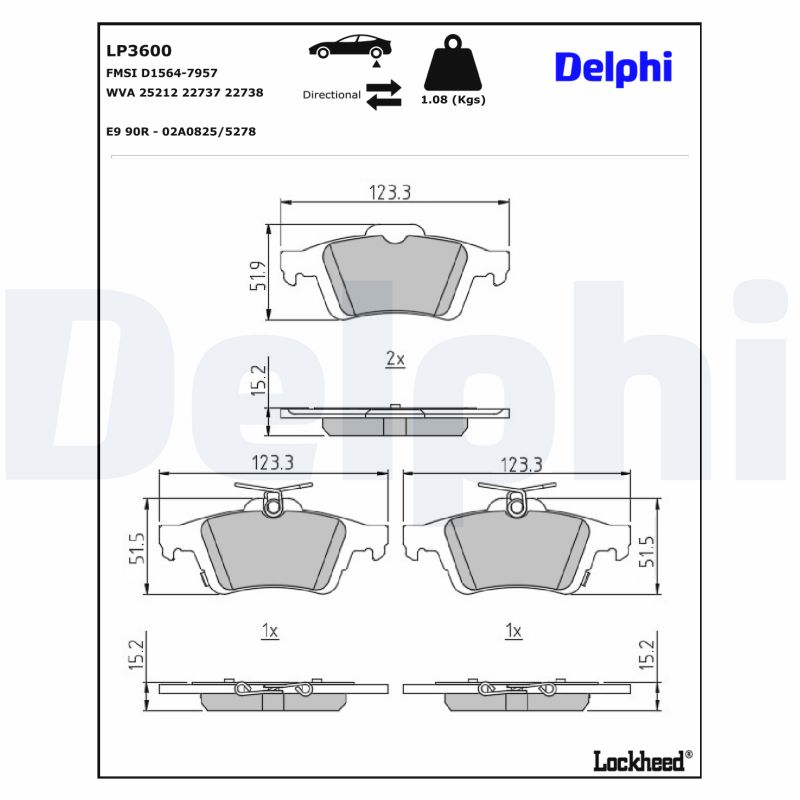 DELPHI LP3600 LP3600 SET PLACUTE FRANA DELPHI