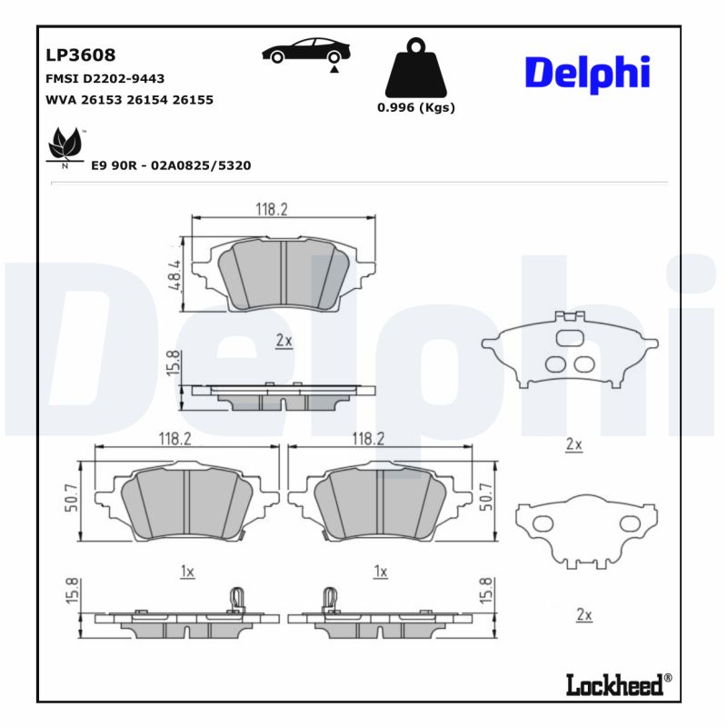 DELPHI DELLP3608 Fékbetét