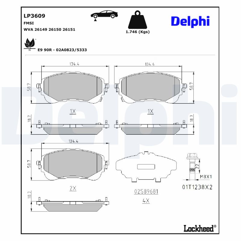 DELPHI DELLP3609 Fékbetét