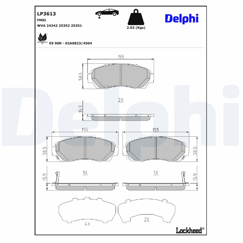 DELPHI DELLP3613 Fékbetét