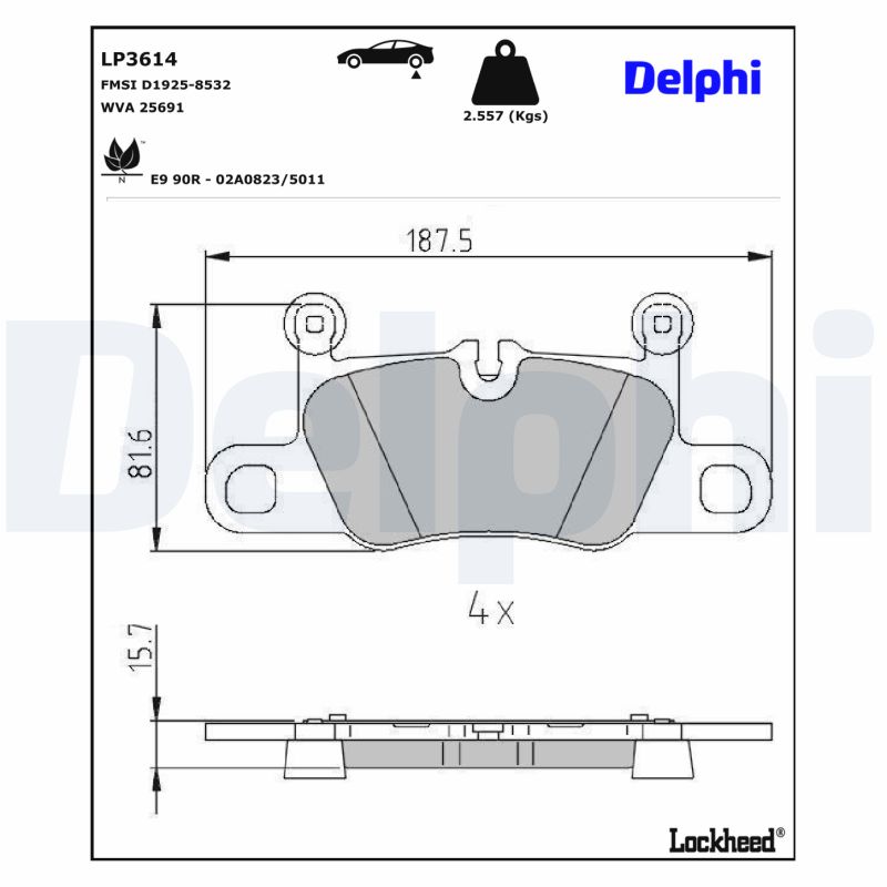 DELPHI DELLP3614 Fékbetét