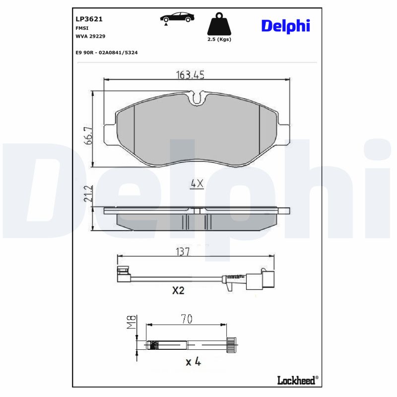 DELPHI DELLP3621 Fékbetét