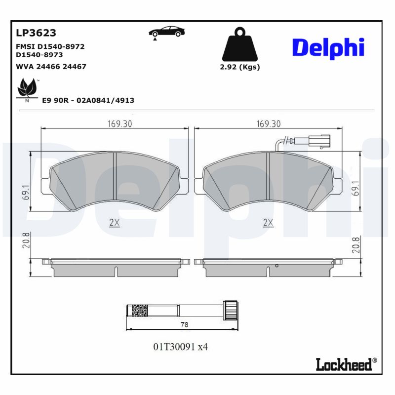 DELPHI DELLP3623 Fékbetét