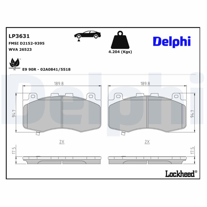 DELPHI DELLP3631 Fékbetét