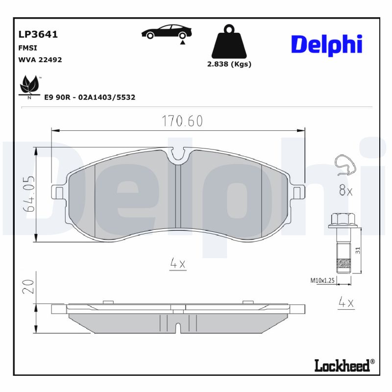 DELPHI DELLP3641 Fékbetét