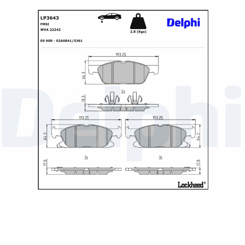 DELPHI DELLP3643 Fékbetét