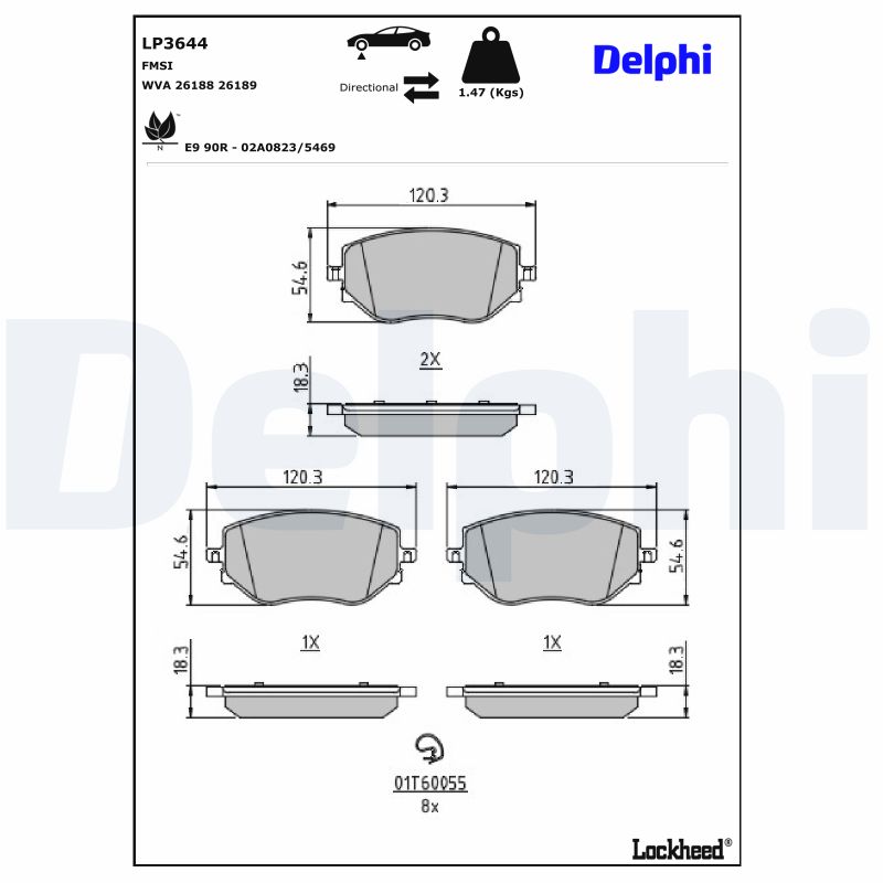 DELPHI DELLP3644 Fékbetét kézifékhez