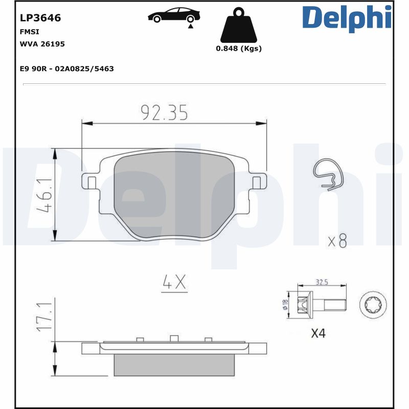 DELPHI DELLP3646 Fékbetét
