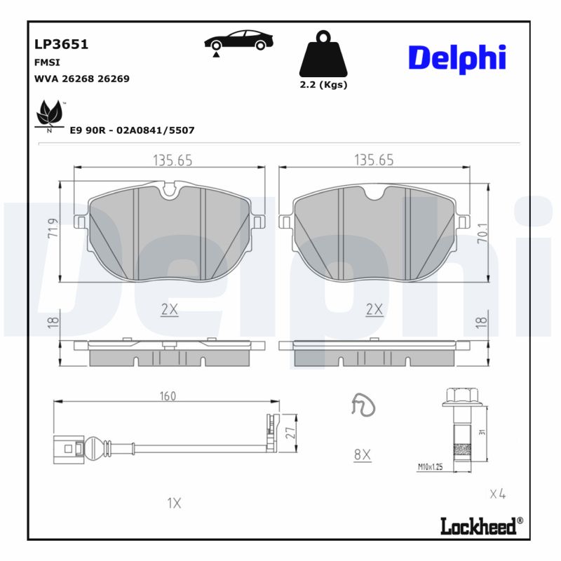 DELPHI DELLP3651 Fékbetét