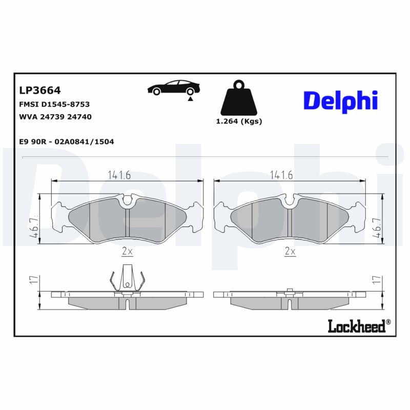 DELPHI DELLP3664 Fékbetét