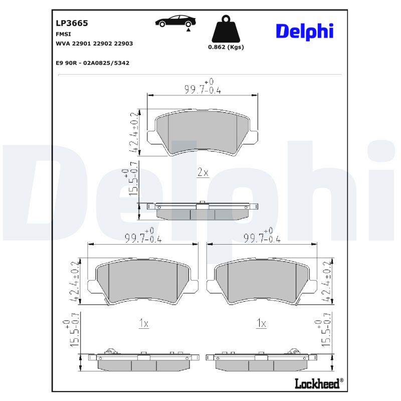 DELPHI DELLP3665 Fékbetét
