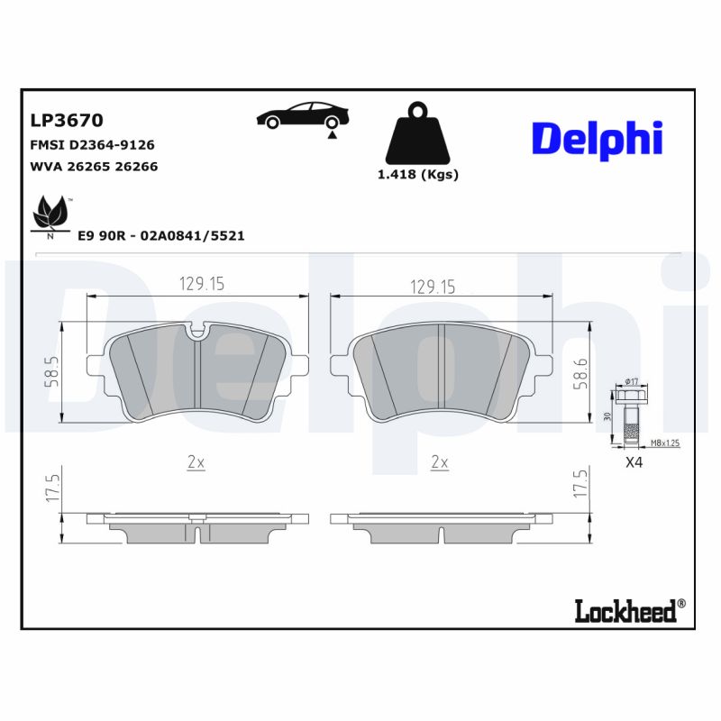 DELPHI DELLP3670 Fékbetét
