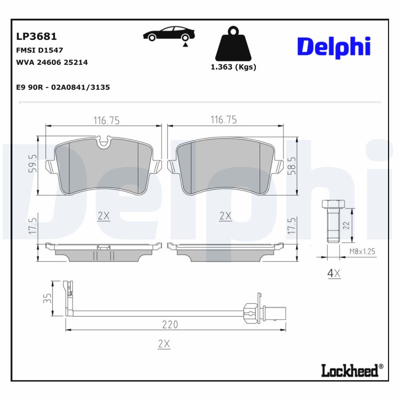 DELPHI DELLP3681 Fékbetét