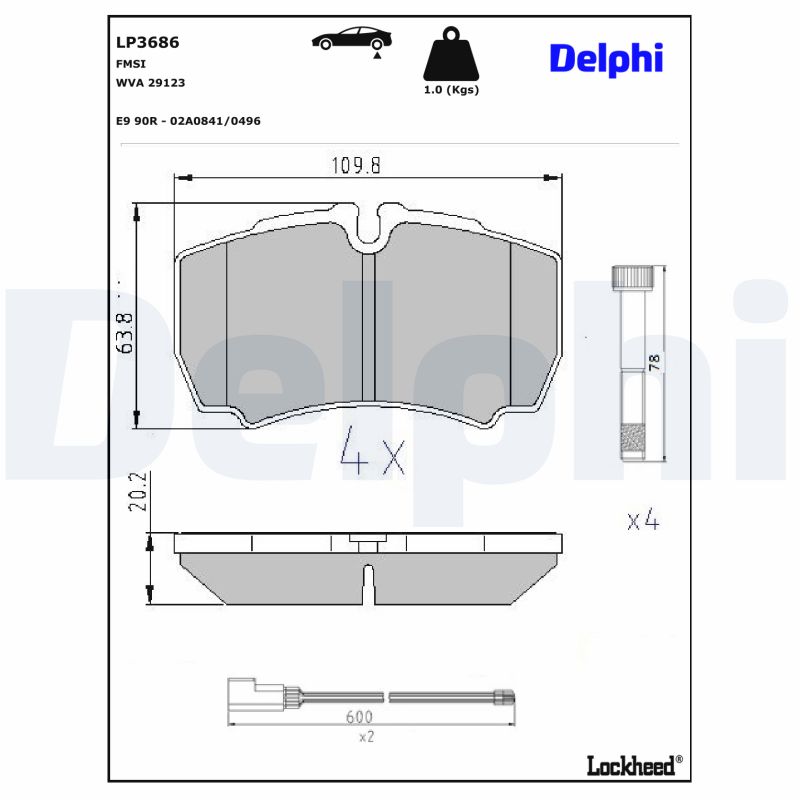 DELPHI DELLP3686 Fékbetét