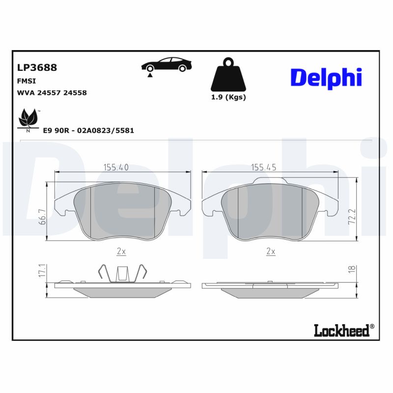 DELPHI DELLP3688 Fékbetét kézifékhez